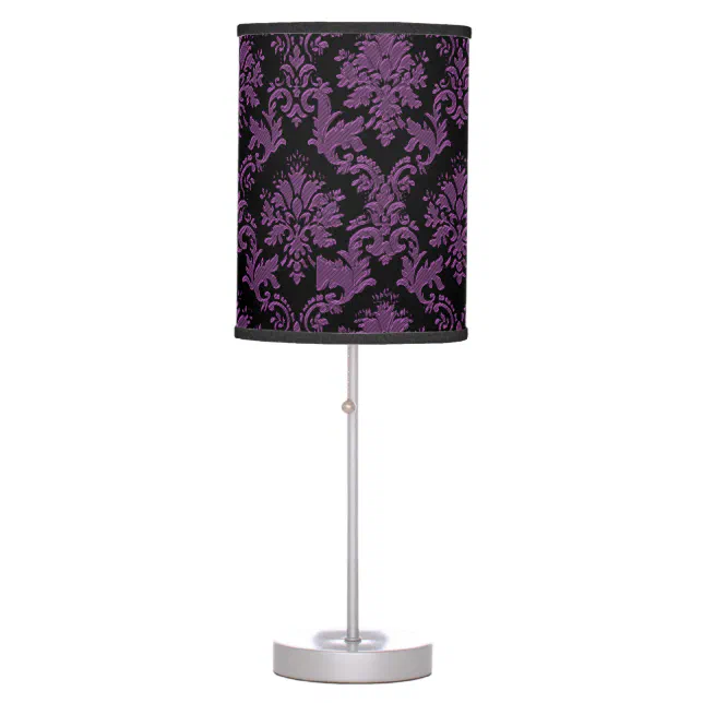 Vintage Inspired Purple and Black Damask Lamp | Zazzle