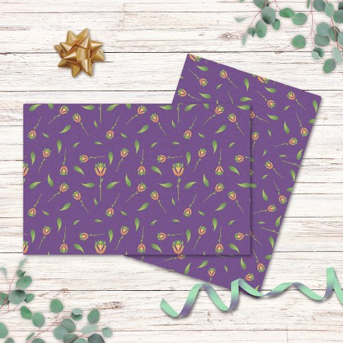 Vintage Inspired Purple Floral Tissue Paper