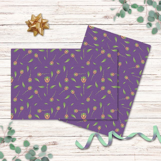 Vintage Inspired Purple Floral Tissue Paper (Vintage Inspired Purple Floral Tissue Paper.)