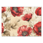 Vintage Inspired Red Poppies Tissue Paper