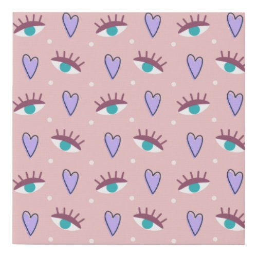 Vintage_Inspired Retro Eyes Seamless Pattern Faux Canvas Print
