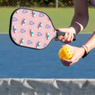 Vintage-Inspired Retro Eyes Seamless Pattern Pickleball Paddle