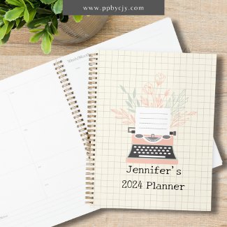 Vintage-Inspired Retro Typewriter Peach & Green