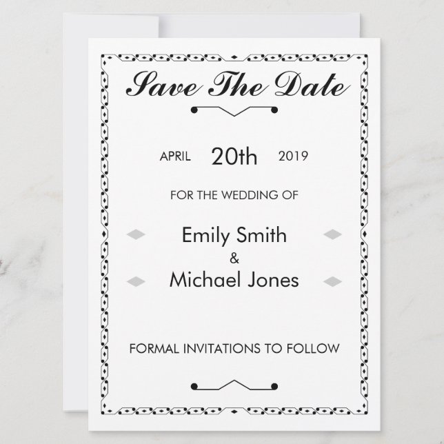 Vintage inspired save the date (Front)