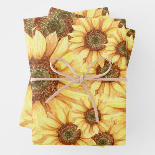Vintage Inspired Sunflowers Decoupage Wrapping Paper Sheets