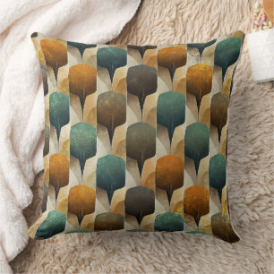 Vintage-Inspired Teal & Gold Art Deco Geometry Throw Pillow