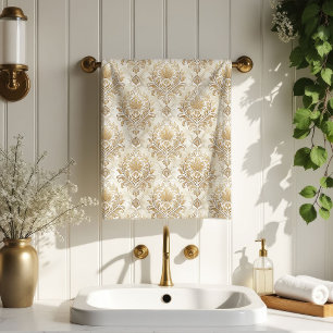 Vintage-Inspired Towels Cream Ivory Damask Design