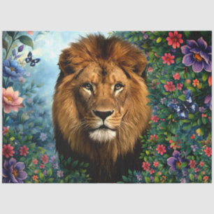 Vintage Inspired Tropical Jungle Lion Decoupage Tissue Paper