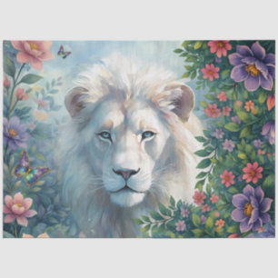 Vintage Inspired Tropical Jungle White Lion Tissue Paper