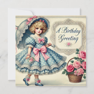 Vintage-Inspired Watercolor Birthday Card – Retro