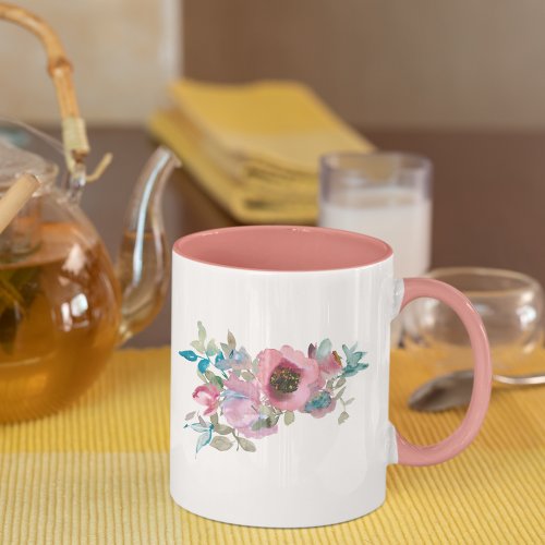 Vintage Inspired Watercolor Floral  Mug