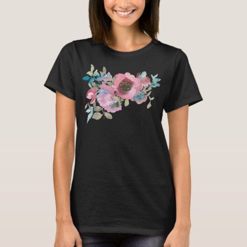 Vintage Inspired Watercolor Floral  T_Shirt