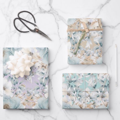 Vintage Inspired Wedding Floral  Wrapping Paper Sheets