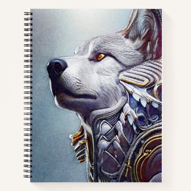 Vintage-Inspired Wolf Head Art - Nostalgic Notebook (Front)