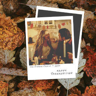 Vintage Instant Photo -Autumn Leaves Garland Fall Holiday Card