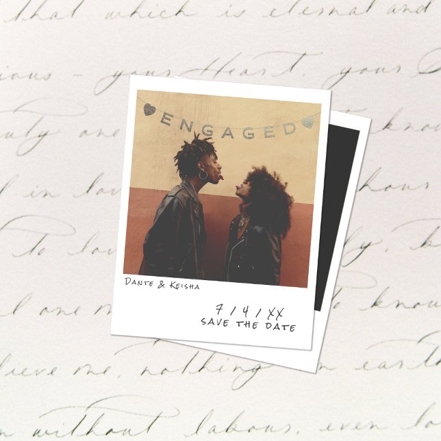 Vintage Instant Photo Engagement Announcement Card (Creator Uploaded)