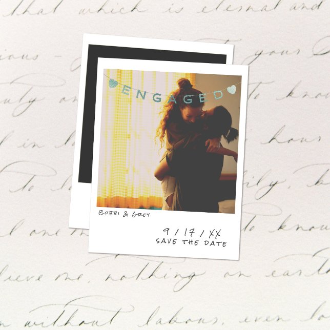 Vintage Instant Photo Engagement Announcement Card (Creator Uploaded)