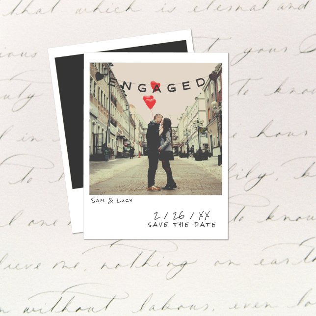 Vintage Instant Photo Engagement Announcement Card (Creator Uploaded)