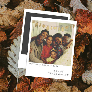 Vintage Instant Photo - Faux Foil Fall Leaf Decor Holiday Card
