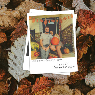 Vintage Instant Photo - Faux Foil Leaves Garland Holiday Card