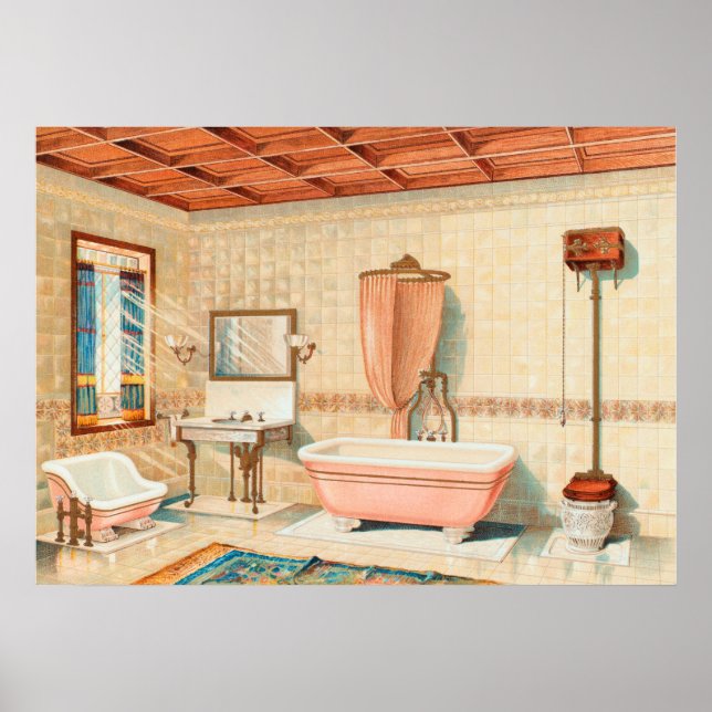 Vintage Interior Design Illustration Poster (Front)