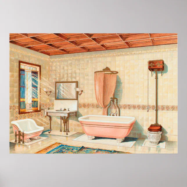 Vintage Interior Design Illustration Poster | Zazzle