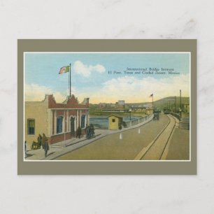 Vintage international bridge and customs El Paso Postcard