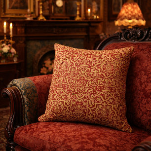 Vintage Intricate Ornate Victorian Era Pattern Throw Pillow