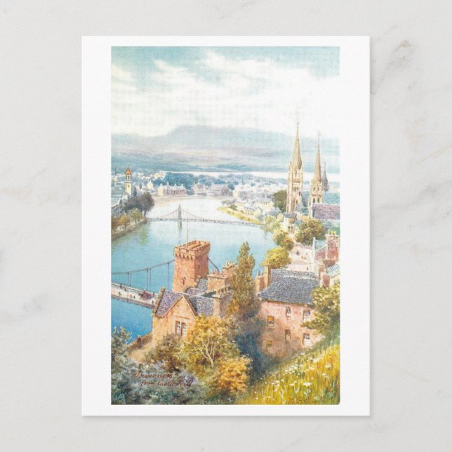 Vintage Inverness from Castle Hill, Scotland Postcard (Front)