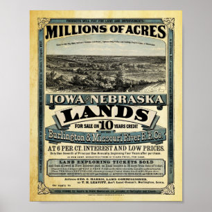 Vintage Iowa and Nebraska Land Sale Print