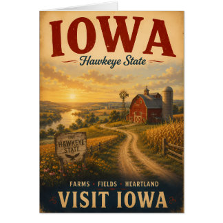 Vintage Iowa Heartland Farm Landscape Travel Poste Cards