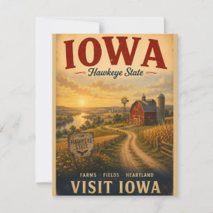 Vintage Iowa Heartland Farm Landscape Travel Poste Note Card