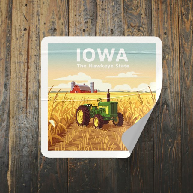Vintage Iowa Square Sticker (Creator Uploaded)