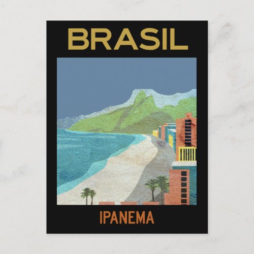 Vintage Ipanema Brazil Beach Travel Postcard