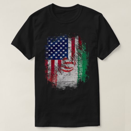 Vintage Iran And American With Flag Cool Gift   T_Shirt