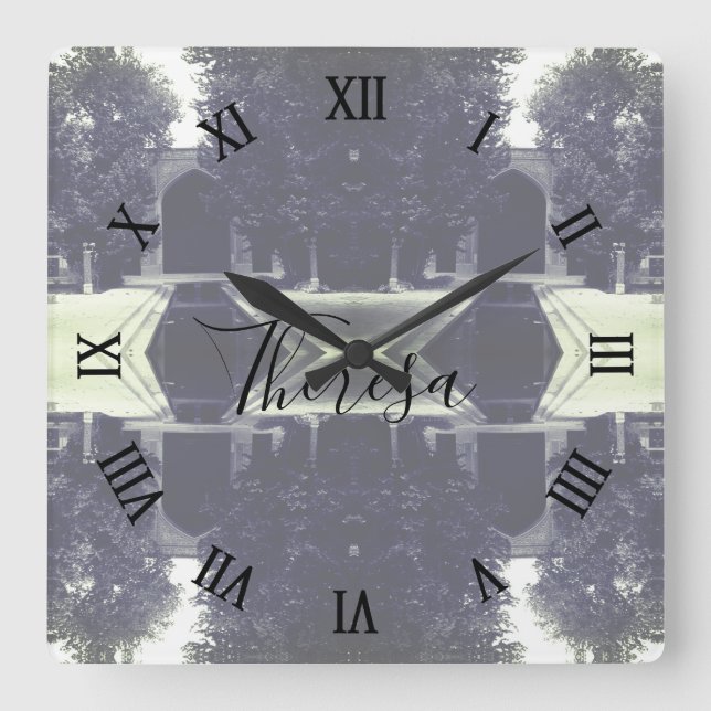 Vintage Iran Isfahan mosque Square Wall Clock (Front)