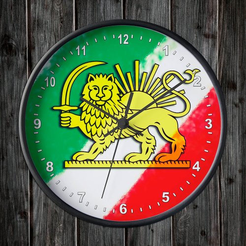 Vintage Iran Persian flag with Lion Shah of Iran Round Clock