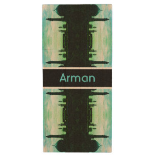 Vintage Iran Qom Mosque of Fatima Wood Flash Drive