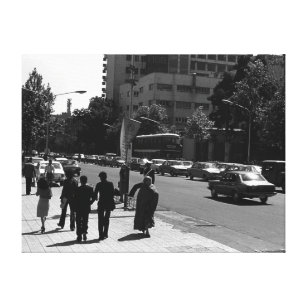 Vintage Iran Tehran city street and people Canvas Print