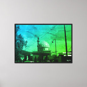 Vintage Iraq Baghdad Gas station at mosque Canvas Print