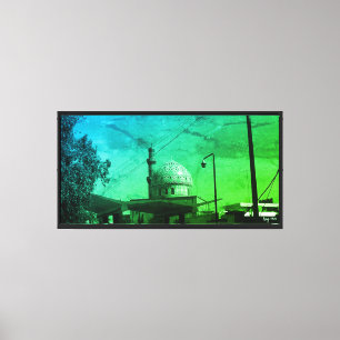 Vintage Iraq Baghdad Gas station at mosque Canvas Print