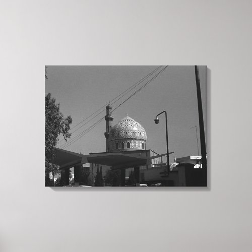 Vintage Iraq Baghdad Gas station at mosque Canvas Print