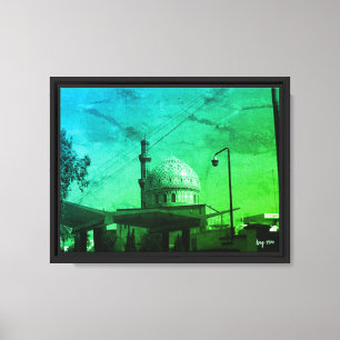 Vintage Iraq Baghdad Gas station at mosque Canvas Print