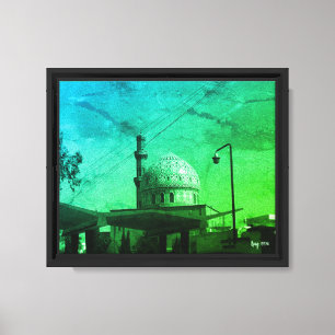 Vintage Iraq Baghdad Gas station at mosque Canvas Print