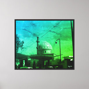Vintage Iraq Baghdad Gas station at mosque Canvas Print