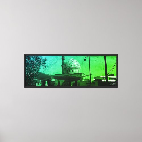 Vintage Iraq Baghdad Gas station at mosque Canvas Print