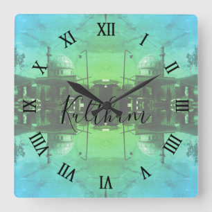 Vintage Iraq Baghdad Gas station at mosque Square Wall Clock