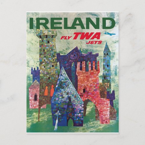 Vintage Ireland 1960 Travel poster postcard