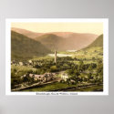 19th century Ireland, Glendalough & monastic tower Wicklow poster