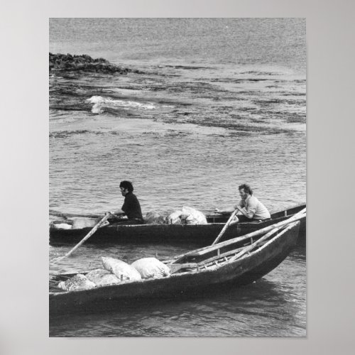 Vintage Ireland Aran Island Currach Boat at Sea Poster